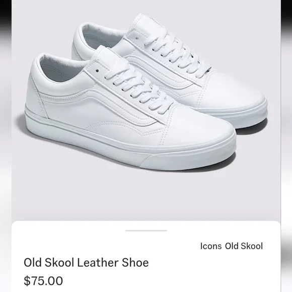 VANS Old Skool Leather True White NEW Women's Size 8 - Picture 1 of 6